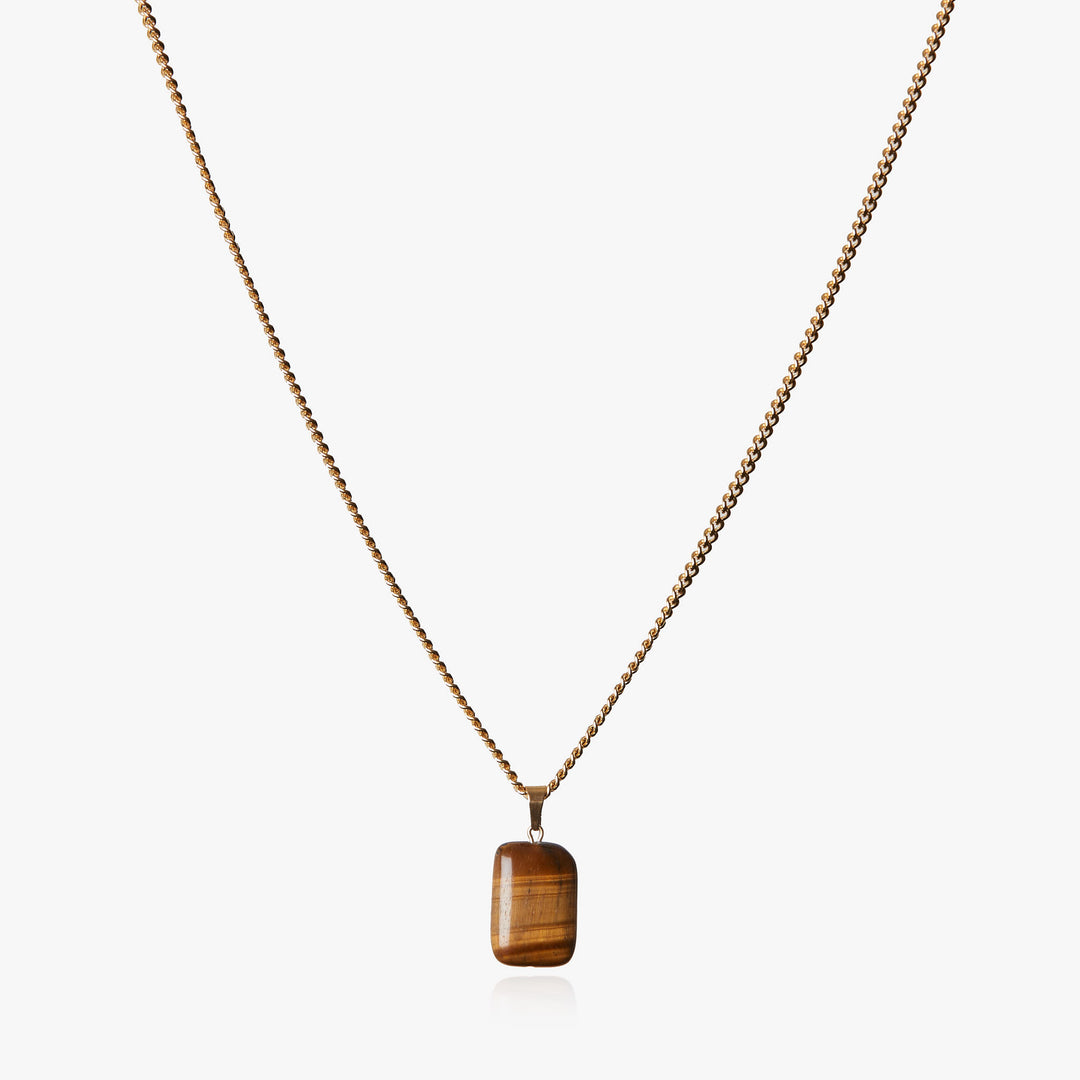 Tiger Eye Pendant  Necklace Gold #material_gold