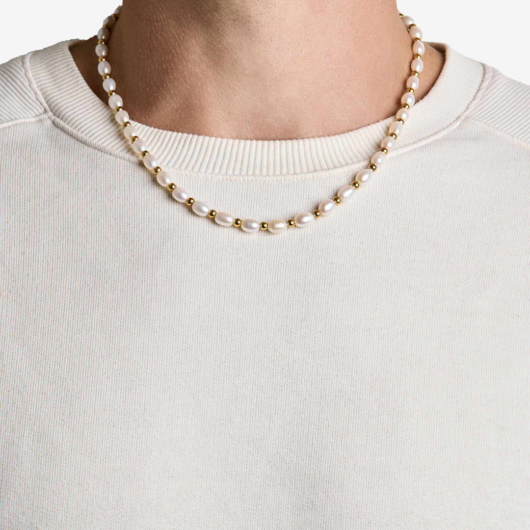 Pearl Necklace Gold #material_gold