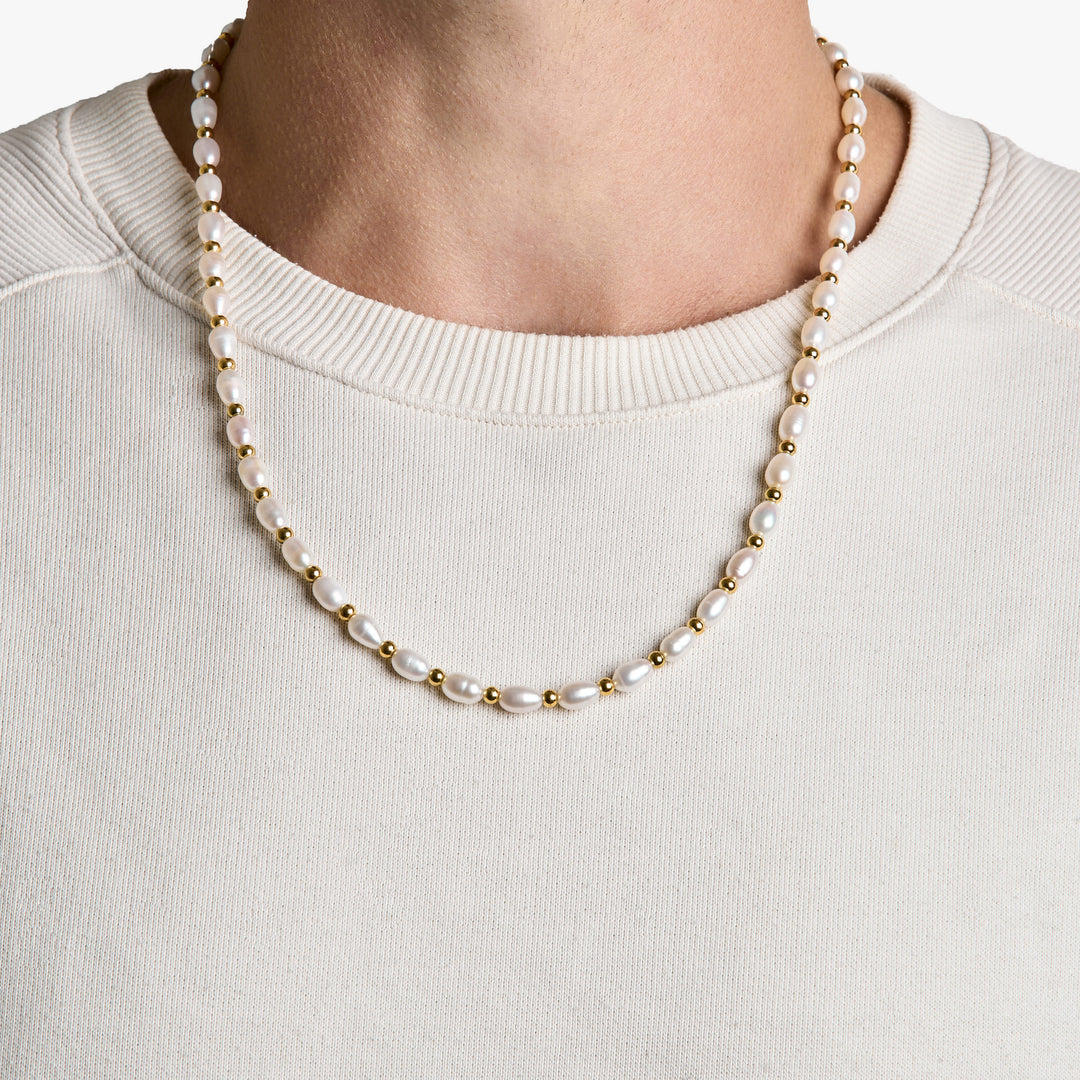 Pearl Necklace Gold #material_gold
