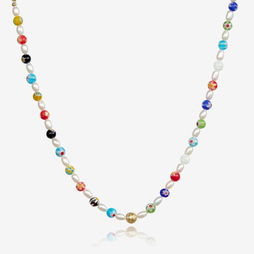 Coloured Sky Pearl Necklace #material_gold