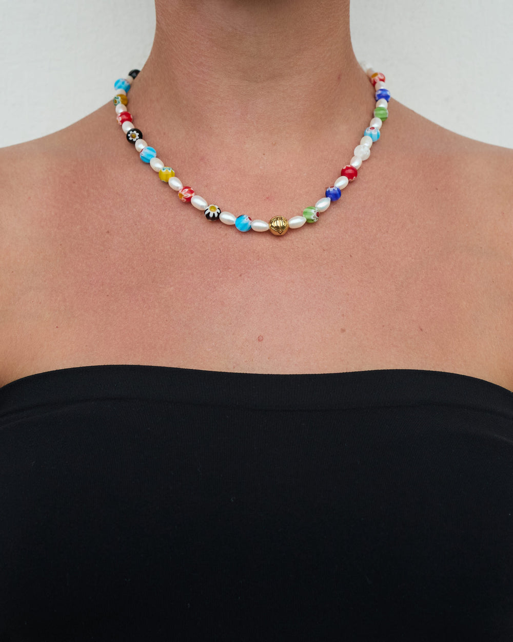 Coloured Sky Pearl Necklace #material_gold