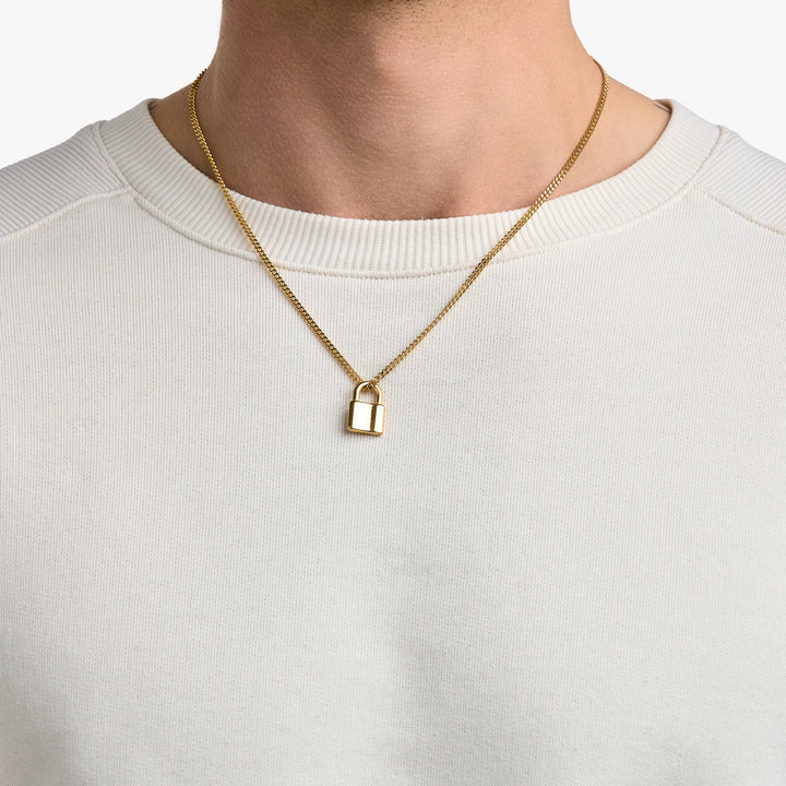 On Lock Necklace Gold #material_gold
