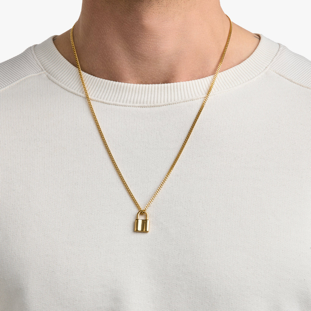 On Lock Necklace Gold #material_gold