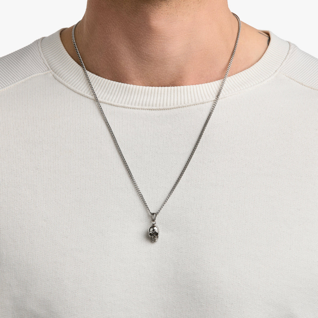 Skull Necklace Silver #material_silver